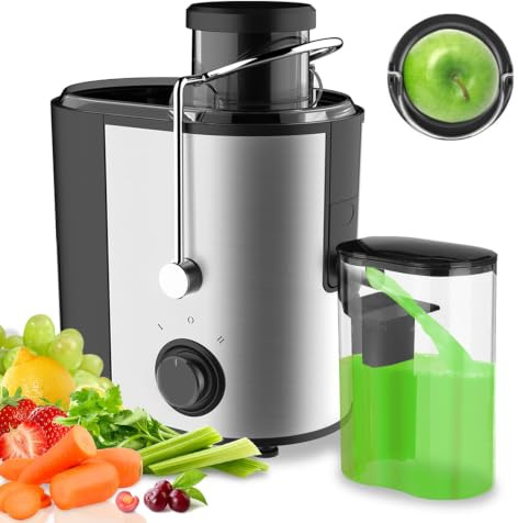 Juicer Machines, 600W High Juice Yield Juicers with 3Inch Wide Feed Chute, 2 Speed Control Centrifugal Juicer for Whole Fruit and Vegetable, BPA-Free Stainless Steel Juicers, Easy to Clean With Brush