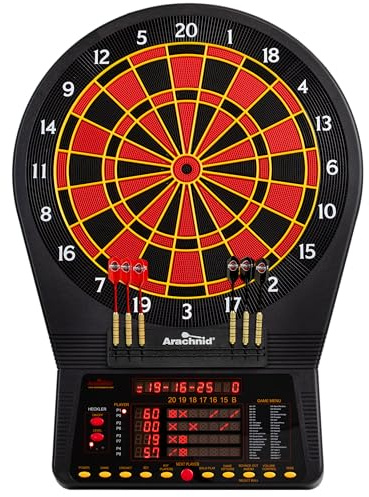 Arachnid Cricket Pro 800 Electronic Dartboard with Micro-Thin Segment Dividers for Reduced Bounce-Outs and NylonTough Segments for Improved Durability - Available with Optional Wood Dartboard Cabinet