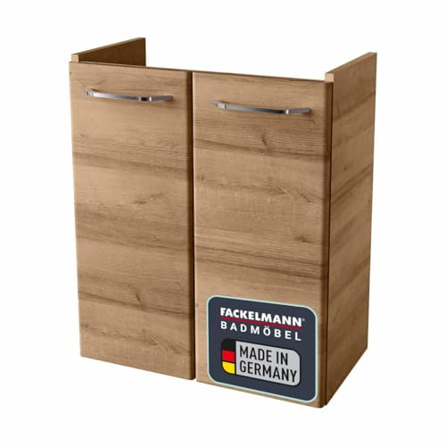 FACKELMANN Mini-Waschtischunterschrank Milano/Badschrank mit Soft-Close-System/Maße (B x H x T): ca. 52 x 61 x 27,5 cm/Schrank fürs Bad mit 2 Türen/Korpus: Braun hell/Front: Braun hell