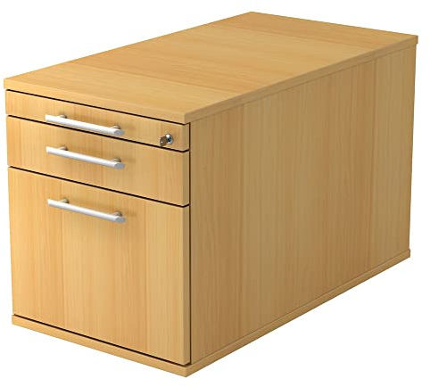 Rollcontainer TC mit 1 Schublade & 1 Hängeregister, 42,8 x 80 x 51,2 cm, Buche, Relinggriff