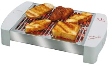Jata TT589 Tostador Horizontal de Cuatro Barras Blanco Mueble y Parrilla de Acero Inoxidable 4 Barras de Cuarzo Gran Superficie para un Tostado Homogéneo con Cuatro Barras 550 W