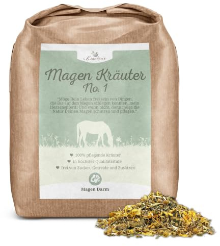Krauterie Magen Kräuter No. 1 für Pferde (1000 g) | Artgerechtes Ergänzungsfutter für Pferde in Spitzenqualität - frei von Zusatzstoffen, getreidefrei, zuckerfrei, melassefrei