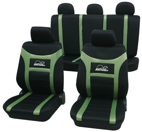 PETEX Auto Sitzbezüge Universal Komplett Set 11-teilig - Super-Speed grün, Eco Class mit SAB 1 Vario