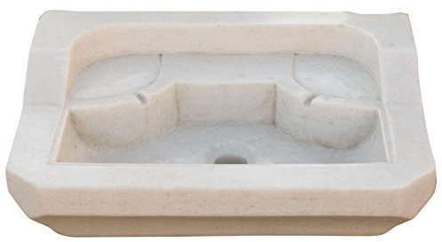 Biscottini Lavandino in Marmo Bianco 51x41x15 cm | Lavandino da Esterno e Interno | Lavabo Pietra | Lavabo da appoggio Pietra | Lavandino Cucina