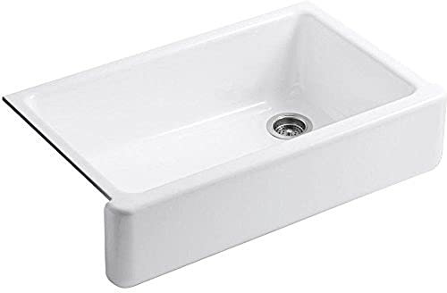 KOHLER Whitehaven® 35-3/4 Farmhouse Undermount Kitchen Sink, Single-Bowl Kitchen Sinks, Self-Trimming Tall Apron Front, K-6489-0, White