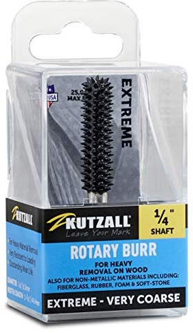 Kutzall Fraise à Bille Extreme, Axe ¼, Très Grossière - Accessoires de Travail du Bois pour Bosch, DeWalt, Milwaukee, Makita. Carbure de Tungstène Abrasif, 6.3mm Dia. X 34.9mm de Longueur, BNX-14C