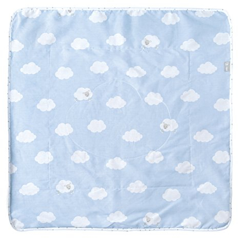 roba Babydecke Kleine Wolke aus Baumwolle - 80 x 80 cm - Kuscheldecke zum Schlafen, Krabbeln & Spielen - 2 seitige Decke für Babys - Blau
