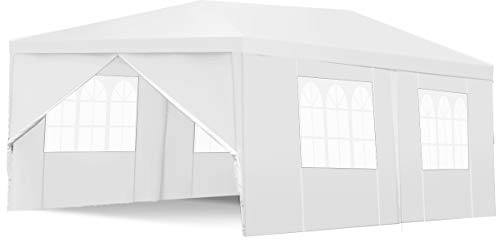 TANGKULA Outdoor Tent 10x20, White Party Wedding Tent Canopy with Removable Sidewalls, Portable Canopy Shelter Tent Pavilion for Market, Outside Tents for Events, Backyard