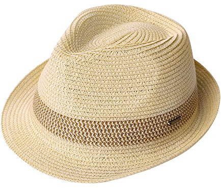 Fancet Extra Large XL Packable Straw Fedora Panama Sun Summer Beach Derby Hat Cuban Trilby Men Women Nature Beige