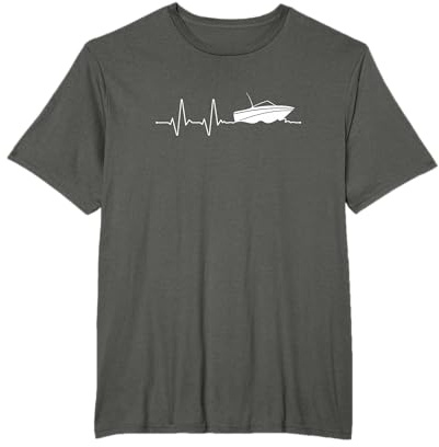 Boot EKG Motorboot Herzschlag Heartbeat Geschenk T-Shirt T-Shirt