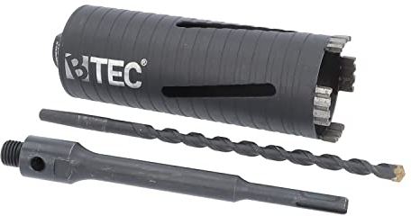 Premium Diamant Bohrkrone Beton Nutzlänge 180 mm, SDS-plus lang (200mm) Aufnahme und Zentrierbohrer 68 mm