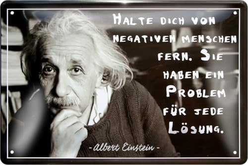 schilderkreis24 Blechschilder Kollektion 20x30cm – Albert Einstein Zitate & Sprüche: Inspirierende & humorvolle Wanddeko (Negativen Menschen)