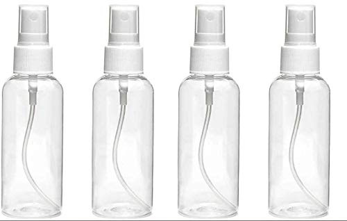 Copackr Spray Bottles, 2oz/60ml or 3.38oz/100ml Clear Empty Fine Mist Plastic Mini Travel Bottle Set, Small Refillable Containers (4x 60ml)