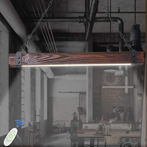 AHQX Retro Industrie Eiche Pendellamp LED Pendelleuchte Massivholz Hangeleuchte Modern Hangelamp Dimmbar Fernbedienung Wohnzimmer Kronleuchter Restaurant Lamp Schlafzimmer Lighting