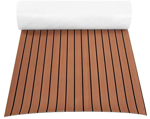 Ejoyous Bootsmatte aus Teakholz, Eva Marine rutschfest selbstklebend, 240 x 90 x 0,6 cm, für Yachten und Boote