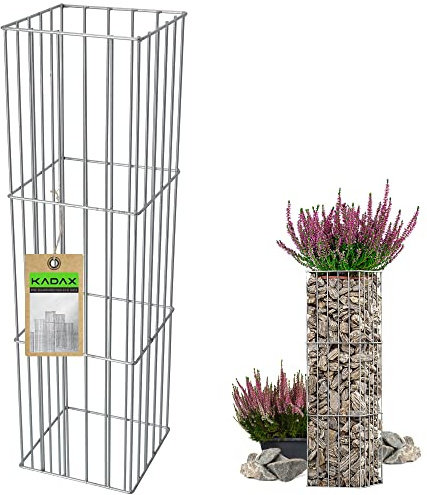 KADAX Säule aus Stahl, Gittersäulen, Stahlgittersäulen, Originalgittersäulen, Steingabionen, Ziergabione, Gabione, Steinkorb, Drahtkorb (M, Rechteckig)