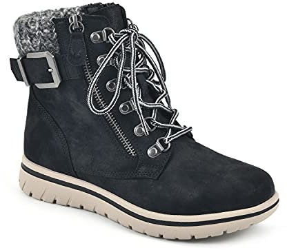 CLIFFS BY WHITE MOUNTAIN Women's Hearty Ankle Boot, Black/Fabric/Sweater, 8 M