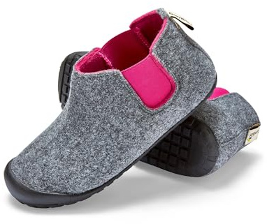 Gumbies Brumby Boot Indoor & Outdoor Slippers | Easy Slip On House Shoes with Recycled Materials, Ideas for Gift Giving for Men & Women, Grey & Pink, UK 5