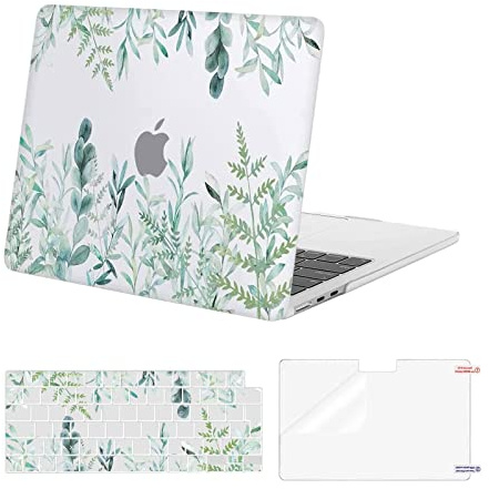 MOSISO Kompatibel mit MacBook Air 13 Zoll Hülle M5 M4 M3 M2 2026-2022 | Plastik Pflanzen Hartschale Case&Tastaturabdeckung&Bildschirmschutz A3449 A3240 A3113 A2681,Transparent