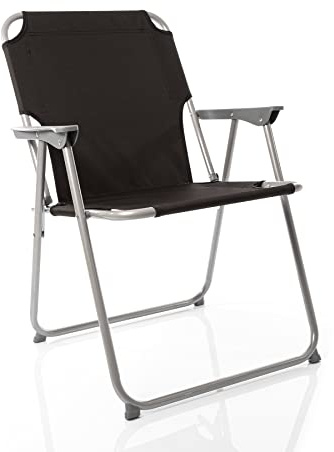 BigDean 4X Klappstuhl Schwarz Campinstuhl Faltstuhl bis 120kg robust | platzsparend, klappbar, belastbar bis 120 kg, klassischer Gartenstuhl für Garten & Camping & Festival - Campingstuhl faltbar