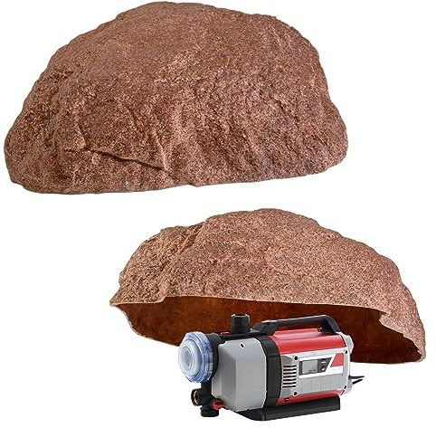 Kunstfelsen M-01 Ø73 cm Rot – Hohler Abdeckstein & Dekofelsen für Poolpumpe, Sandfilteranlage, Septikdeckel, Trafohaus, Kanaldeckel – 109 × 89 × 27 cm, GFK-Komposit, 13 kg, frostfest