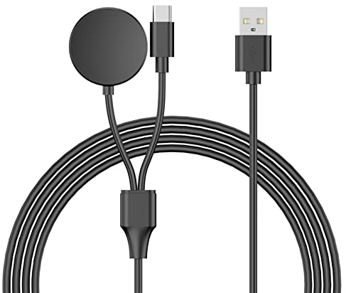 luoshaPUCY 2 in 1 Kabelloses Ladestation Kompatibel mit Galaxy Watch 6/6 Classic/5/5 Pro/4/3, Ladegerät Ladekabel Kompatibel mit Galaxy S22/S21/S20/S10/Note 20/10/9/8 (USB Adapterkabel)