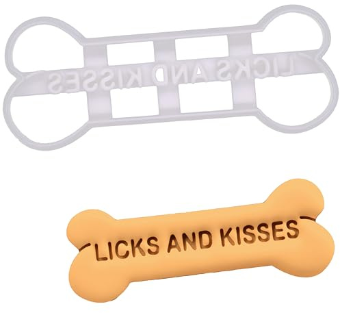 BAKERLOGY Licks and Kisses Dog Bone Cookie Cutter - Detailed Biscuit Cutter Design for Baking and Crafts, Ideal on Fondant, Dough, Clay