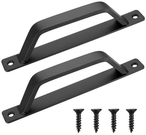 Xingwenhao Schiebetürgriff, 2 Stk D-förmiger Türgriffe, Schwarzer Scheunentür Griffe, 200mm Schiebetür Griffe für Garage, Schuppen, Tür, Schrank, Kleiderschrank, Türzubehörgriff, zieht Türgriffe