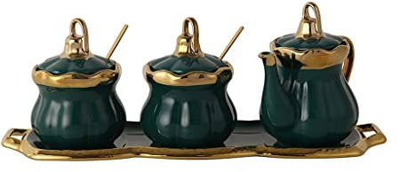 Set di contenitori for condimenti Barattolo for spezie in ceramica con coperchio Barattolo for condimenti Set di zuccheriera Scatola portaspezie Zuccheriera Saliera Contenitore da cucina Conservazione