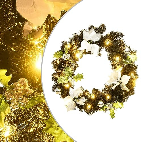 ZEYUAN Weihnachtskranz mit Schwarz 60 cm PVC, Weihnachtsdeko, Türkranz Weihnachten, Adventskranz Modern, Christmas Decor, Türkranz Weihnachten Außen, Türkranz Winter 321518