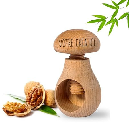 lotdevin Casse Noix Original Personnalisé - Casse Noix en Bois avec Gravure Logo, Texte, Date… [ Casse Noix et Noisettes ]