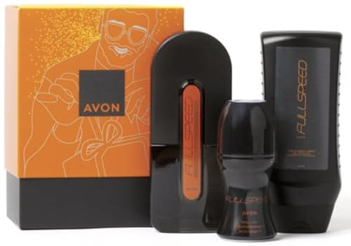 Avon Full Speed Men's 3 piece Gift Set, Includes EDT 75ml, Hair & Body Wash 250ml and Roll-On Anti-Perspirant Deodorant 50ml