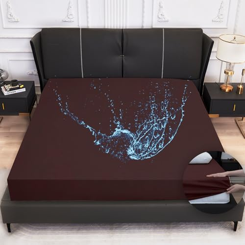 Arcona Protège-matelas imperméable, 140 x 200 cm, pour incontinence, housse de matelas respirante, drap de lit imperméable, protection contre l'humidité, marron chocolat