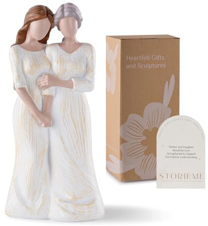 Storieme Muttertagsgeschenk für Mama, Handbemalte Mutter Tochter Figur | 19,5cm Kunstharz-Skulptur mit verschenkfertiger Box, Das Geschenk für Mama zum Geburtstag, Muttertag oder Weihnachten