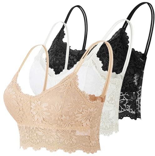 Unterwäsche Frauen Sexy Set - Underwear Damen Sport BH Spitze Büstenhalter 3er Pack Atmungsaktiver Bequem für Yoga Fitness-Training