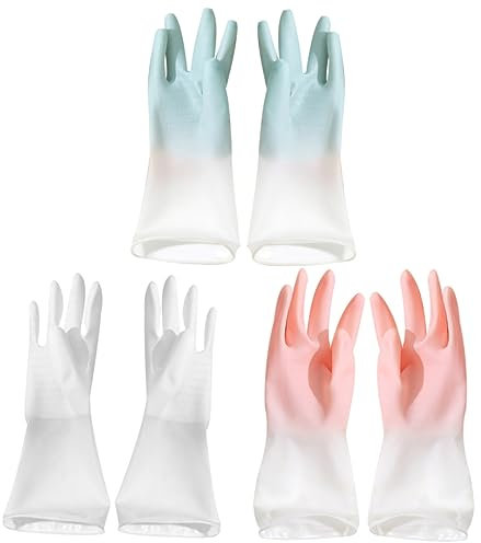 Mikinona 1satz Gummihandschuhe Für Hausarbeit Wasserdichte Reinigungshandschuhe Für Küche Geschirrspülen Und Wäsche Farben Zufällig