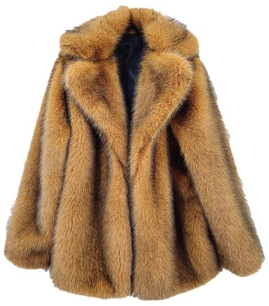ZhuiKun Donna Cappotto in Pelliccia Sintetica Elegante Giacca Maniche Lungo Giubbotto Invernale Parka Pelliccia Ecologica - Marrone, S