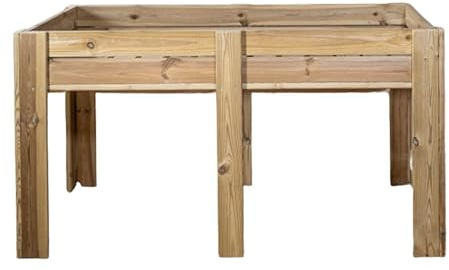 Mesa de Cultivo de Madera con Cajón de 20 cm de Profundidad, Tratada para Exterior - VidaHuerto (200x80x80 cm)