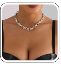 Xmsrn Vintage Gold Chunky Choker Necklace with Paperclip Chain and Punk Oval T-Bar for Women