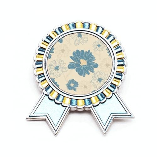 Spilla a forma di crisantemo blu con fiore, Medio, Metallo