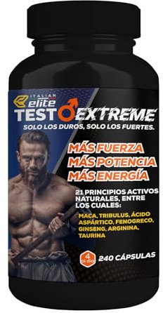 Italian Elite® Testo Extreme 240 caps Maca 8000mg. Tribulus, Fieno Greco, Zinco, Arginina, Ashwagandha, Vitamine e Minerali. Forza Energia Resistenza!
