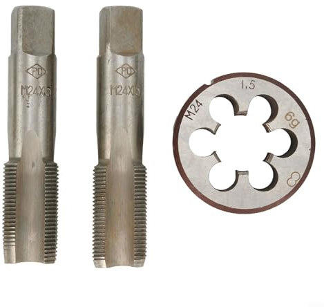 HSS M 24 x 1,5 mm Gewindeschneid-Set, 3-teiliges metrisches Gewindeschneidwerkzeug für Rechtsgewinde