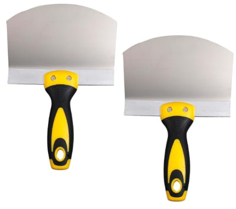 Okeeyseda 2 Pack Stainless Steel Putty Knife Wall Paint Plaster Trowel Arc Ash Shovel Paint Feed Filling Scraper Blade Spatula