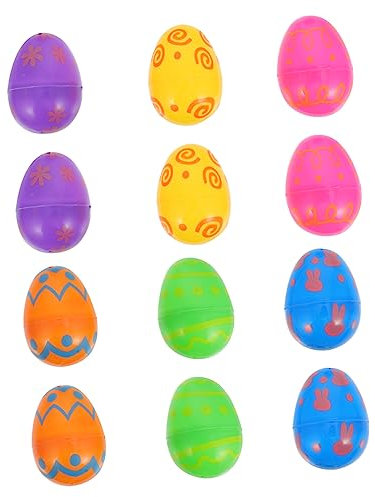 Generisch 12St Ostereier Blase Zauberstab Spender gefüllt Mini-Eier passendes plastikenten plasure easter egg ziernieten befüllbares Ostereidekor helles Plastik-Osterei Colorful
