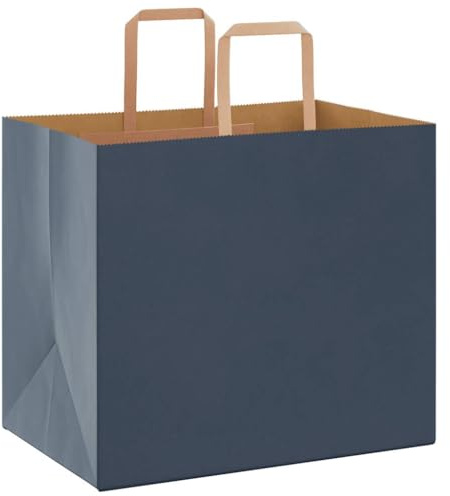 vidaXL Papiertragetaschen 250 STK., Papiertüten mit Henkeln, Kraftpapiertüten, Geschenktüten für Einkaufen Hochzeiten Verpackungen Partys Geburtstag Weihnachten, Blau 32x22x28cm