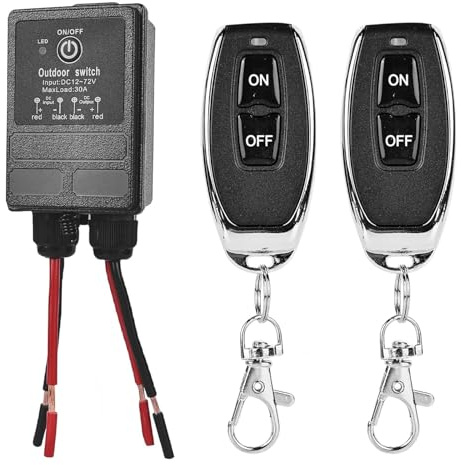 GBKDQQ Fernbedienung Schalter, 12V Funkschalter, DC12V~72V 30A Relais Fernschalter, 100~3000m Lange Range Funkschalter mit Fernbedienung für Garagentore, Motorräder, Diebstahlalarm, Leitplanke