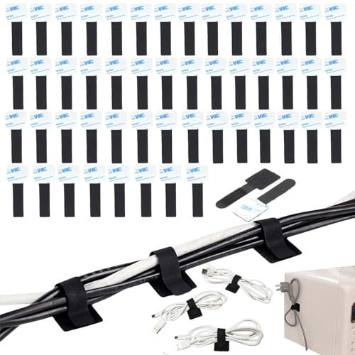 MHwan Cable Management, 50 Pezzi Organizer Cavi Adesivi resistente, Larghezza Interna Regolabile 3,5 cm, Riutilizzabili, Morbidi e Anticollisione, può Contenere Più Cavi Contemporaneamente