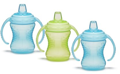 Munchkin Mighty Grip Trainer Cups | Trainer Toddler & Baby Bottle | BPA Free | Non Spill |Leakproof | Baby Weaning Cup from 6+ Months | Toddler Bottle 8oz/236ml| 3 Pack | Blue & Green