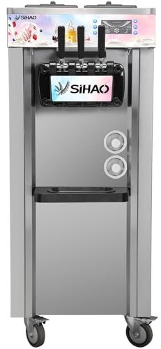 Furvveerr Macchina del Gelato Commerciale 1400W Macchine per Yogurt Gelati S20B Professionale Ice Cream Maker 18L Schermo a Colori Gelatiera da Verticale a 3 Gusti per Snack Bar Ristorante