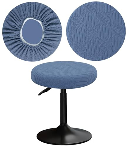 YINGAYOU Bezug Barhocker Rund 30-40 cm Hocker Bezug Rund mit Jacquard Muster Luxuriöser Stoff Waschbar Dehnbar Wunderschöne Farbe für Runde und Eckige Hocker (1, Blau)